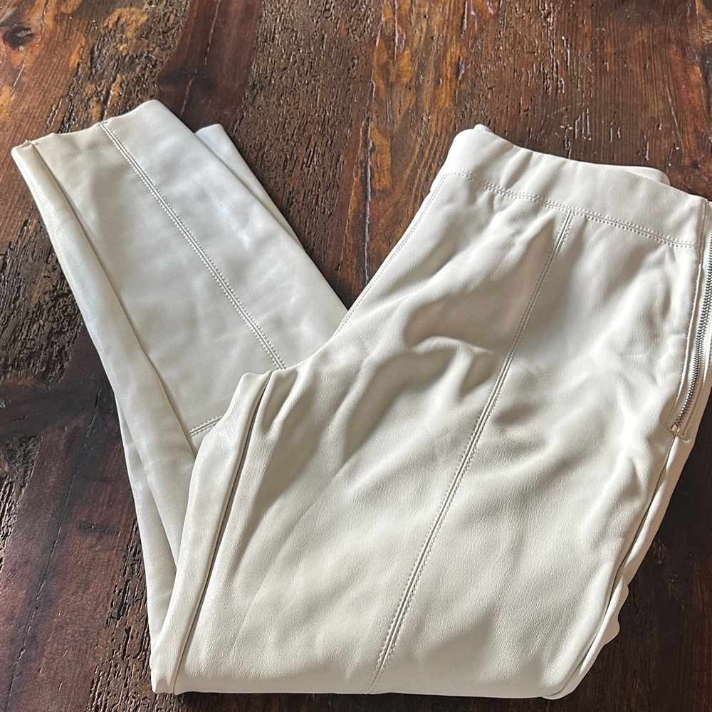 Cream Leather Pants